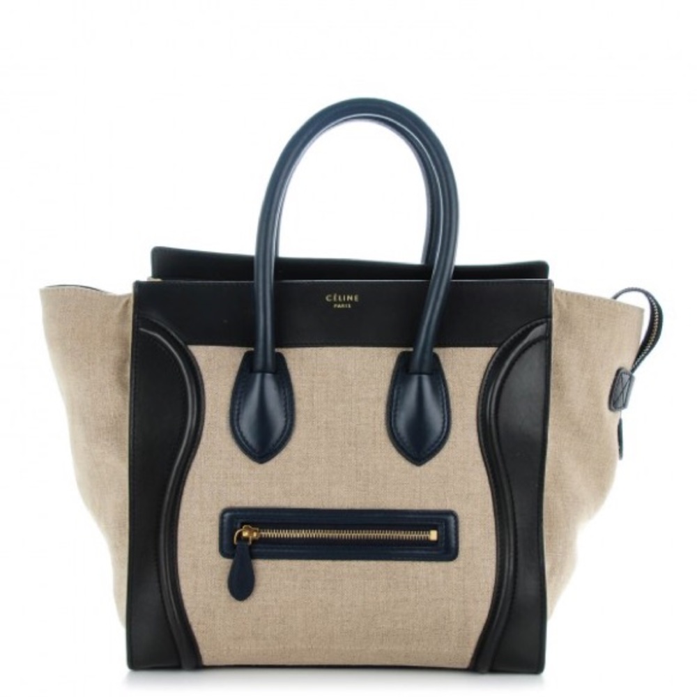 CELINE Linen & Calfskin Tri-Color Phantom Tote Bag